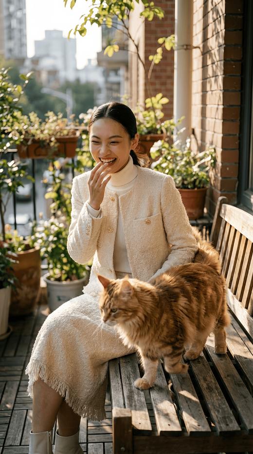 HN 名媛袖口驼鸟毛摆虚边小香外套 商品图5