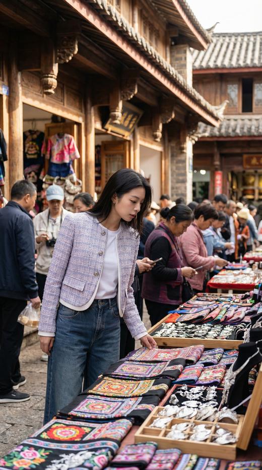 圆领单排三粒扣拼色小香外套 商品图1