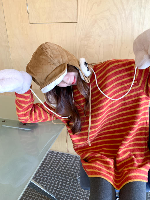 <曾小咸推荐>2.28现货秒杀！微信超特价！宽松慵懒风复古条纹针织长袖T 日常169.99 立减90 秒杀79.99！ 商品图5