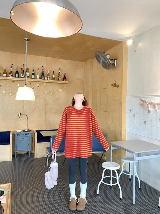 <曾小咸推荐>2.28现货秒杀！微信超特价！宽松慵懒风复古条纹针织长袖T 日常169.99 立减90 秒杀79.99！ 商品图12