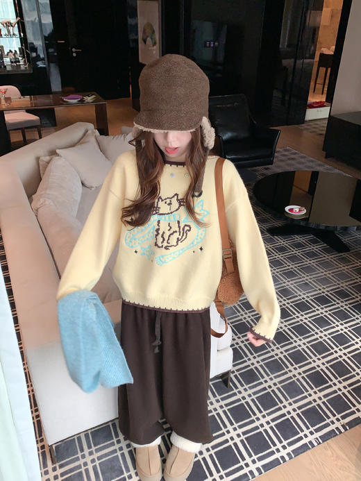 <曾小咸推荐>3.1现货秒杀！微信超特价！韩系奶fufu黄色圆领毛衣 日常219.99 立减130 秒杀89.99！加绒休闲裤89.99秒！ 商品图12