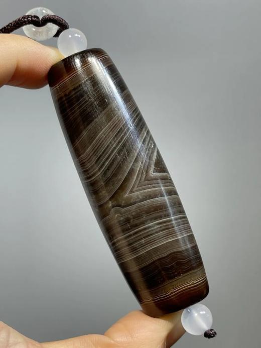 糖褐色底细白线缠丝玛瑙大勒子，顺丰包邮 商品图11