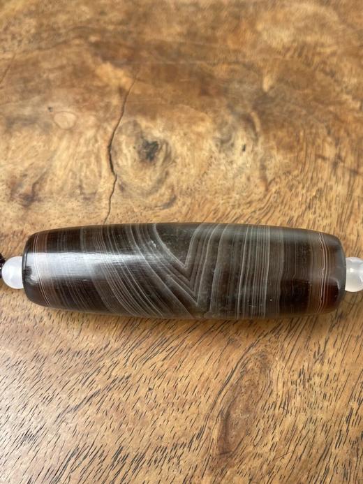 糖褐色底细白线缠丝玛瑙大勒子，顺丰包邮 商品图4