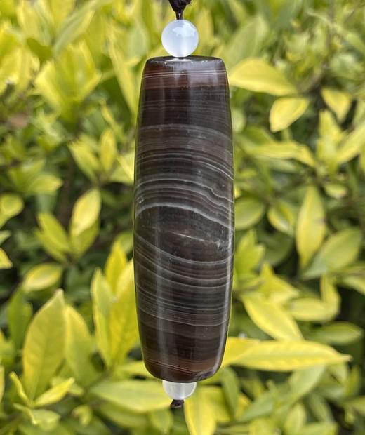 糖褐色底细白线缠丝玛瑙大勒子，顺丰包邮 商品图12