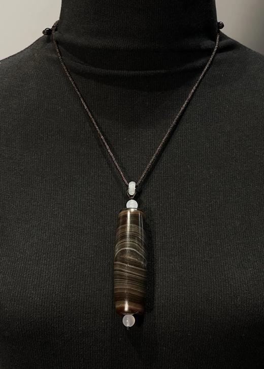 糖褐色底细白线缠丝玛瑙大勒子，顺丰包邮 商品图10