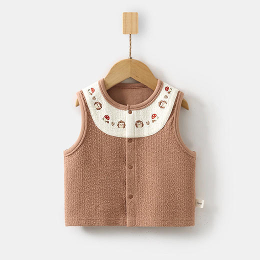 婴儿舒绒马甲春秋季宝宝绣花背心儿童坎肩马夹新生儿保暖护肚上衣 商品图1