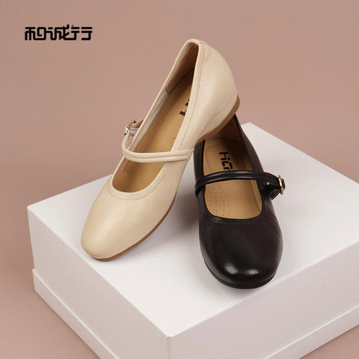 和诚行2026春季新款法式玛丽珍软底皮鞋女式中跟单鞋2020034 商品图1