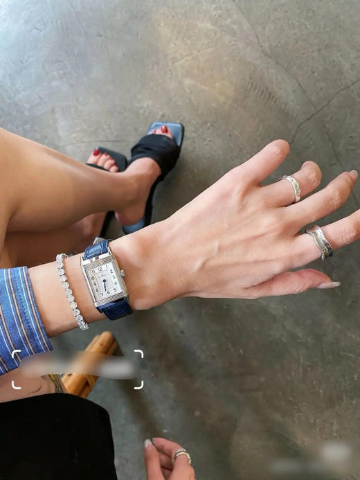 积家 翻转系列  蓝色表带 精钢 石英 手表 商品图1