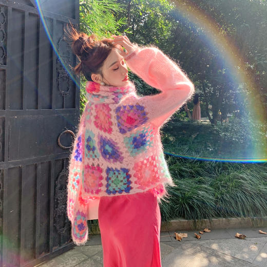 【孤品样衣，不退不换】【心愿彩虹】历时4个半月/3天出2件 马海毛彩虹钩花毛衣 商品图0