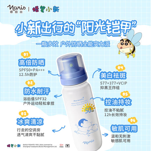 【娜丽丝防晒喷雾】能上飞机的防水防晒喷雾！水雾细腻，冰爽凉感！成膜快，清爽不闷痘！【12岁以上可用】 商品图1