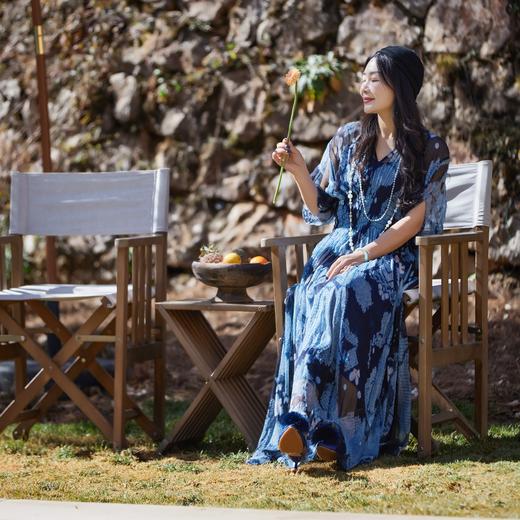 【林栖设计小店】浮云逸然|桑蚕丝鱼子缬印花优雅多色2026夏新款连衣裙两件套1962037 商品图6