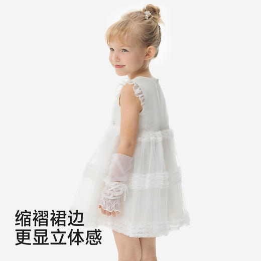 英氏儿童连衣裙女童夏季珍珠白背心裙宝宝可爱透气纱裙时尚公主裙 商品图3