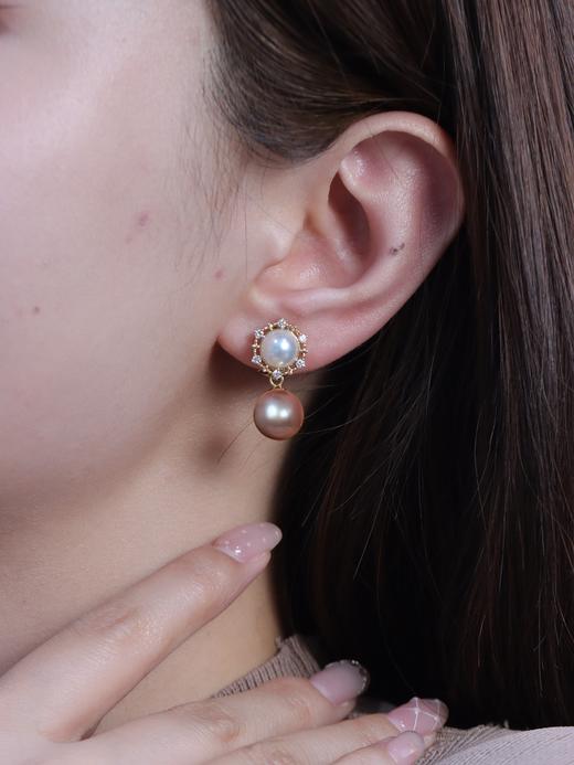 【挚友限定】太阳花-18K金爱迪生珍珠耳夹（11-12mm曼塔玫瑰色） 商品图3