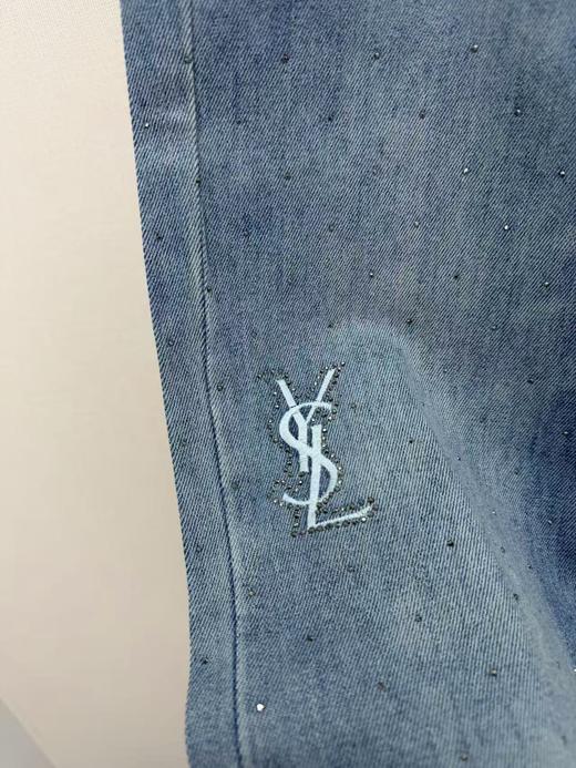 YSL 26年早春系列 *新款刺绣字母烫钻牛仔直筒裤 商品图6