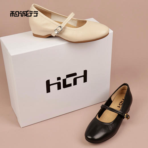 和诚行2026春季新款法式玛丽珍软底皮鞋女式中跟单鞋2020034 商品图0