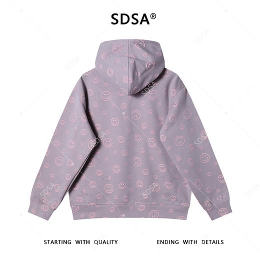 SDSA秋冬新款痞帅男装撞色满印割破笑脸抽绳连帽卫衣百搭时尚上衣 商品图4
