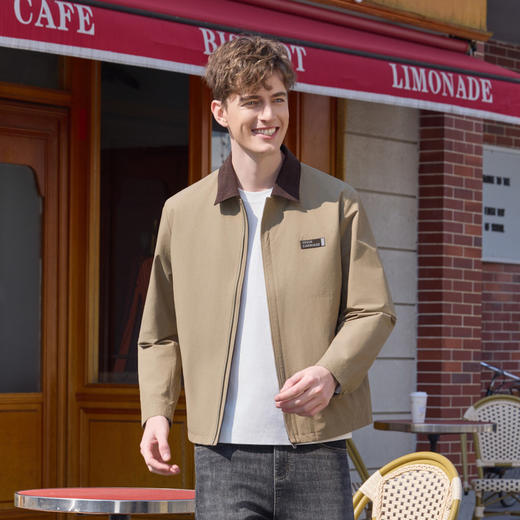 半身缘男装 春季休闲舒适百搭巴恩风夹克外套261112U01310223 商品图0