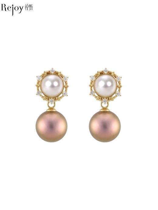 【挚友限定】太阳花-18K金爱迪生珍珠耳夹（11-12mm曼塔玫瑰色） 商品图0