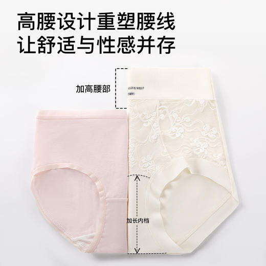 N2-【蕾丝高腰轻收腹】3条10A抑菌无痕不夹臀女士内裤提臀轻塑裤女  笔韵生香 商品图4