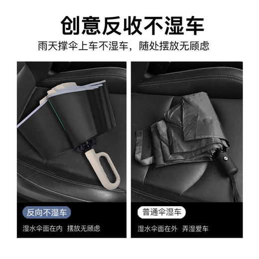全自动10骨反向折叠晴雨伞 环扣折叠伞 加宽伞面 反光条设计 抗风暴遮阳防晒两用伞 商品图3