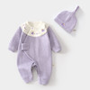 新生儿婴儿蝴蝶衣舒绒连体衣宝宝春秋送帽子爬服初生和尚服哈衣 商品缩略图0