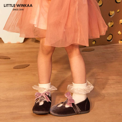 西班牙little winkaa新款女童魔术贴蝴蝶结舞蹈鞋春秋款公主鞋儿童单鞋LW23002 商品图3