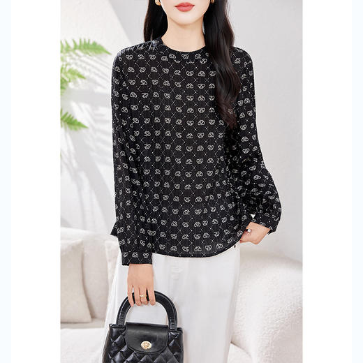 KQ-柔蝶绉真丝衬衫2026春装新款时尚气质长袖小衫超仙洋气上衣女批发 商品图2