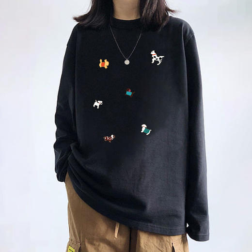 【YW】无忧购韩系Ins风女款可爱百搭卡通字母印花长袖t恤（截单后7天发货) 商品图4