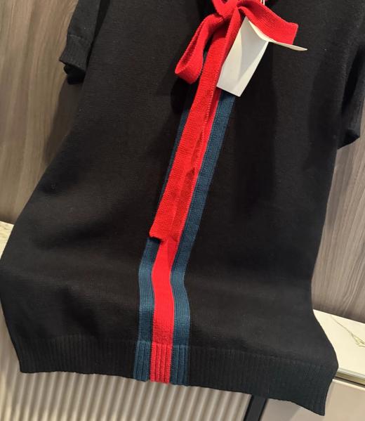 F022797春夏新款学院风撞色蝴蝶结系带polo连衣裙 商品图14