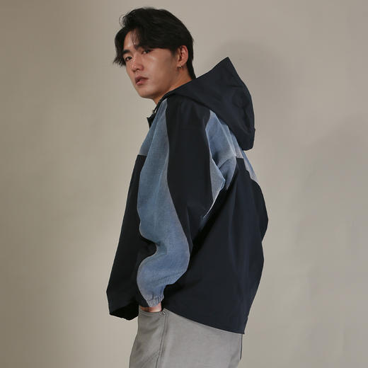 DRONKOO 2026 连帽前后拼接牛仔微阔中厚夹克 商品图4
