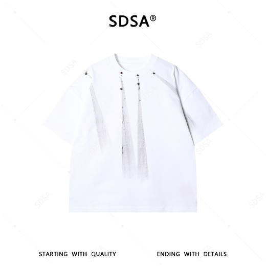 SG8710SDSA男装2026新款夏季轻奢手工刷漆做旧印花时尚百搭短袖T恤 商品图1