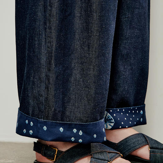 【林栖设计小店】丹宁主义|牛仔蓝压褶复古百搭气质2026夏新款宽松牛仔裤1962206 商品图5