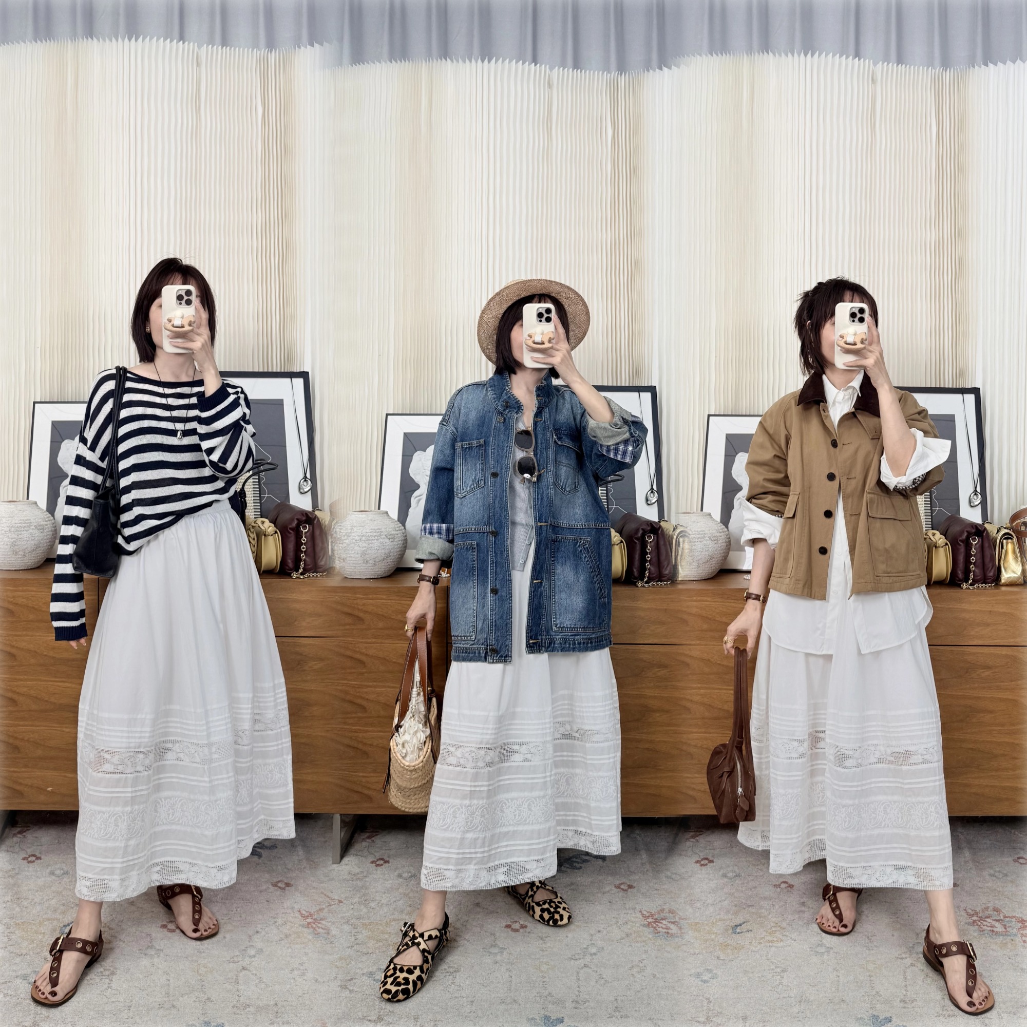 【贝拉推荐】灵魂契合 100%全棉白色A字半裙 蕾丝刺绣法式混搭 波西米亚风格度假日常都合适 橡筋腰头不挑身材