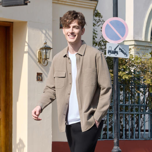 半身缘男装 春季复古韵味工装感休闲百搭衬衫261312U01010204 商品图4