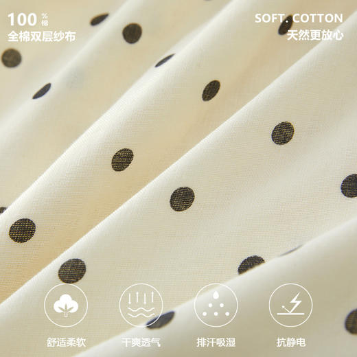 全棉双层纱~26新款荷叶领睡衣少女款家居服带 复古波点/千鸟格 洋气俏皮 蝴蝶结系长袖睡衣套装 商品图1
