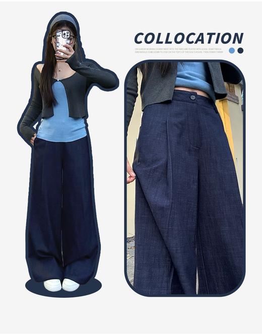 【YW】无忧购春季新款时尚百搭显瘦复古弯刀阔腿裤女Q-A9077（截单后3-5天发货） 商品图1