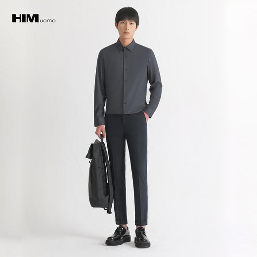 HIM漢崇 经典方领商务长袖衬衫男日常通勤上班基础款衬衣2026春季 商品图1