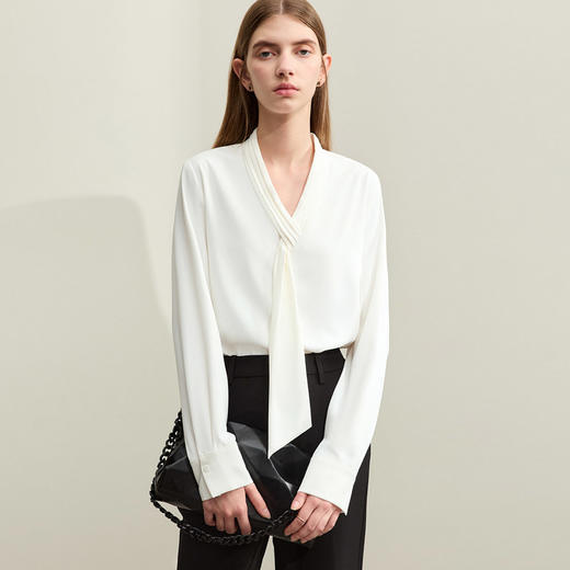 （3310条纹木耳边-蓝色，预售5天发货）春季松弛感新款衬衫，AVANN 棉&缎面&雪纺，多款式可选 商品图4