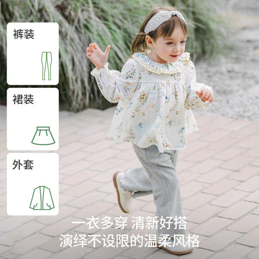 【宝宝服饰】嫚熙童装儿童娃娃衫女宝春夏长袖T恤2026新款衬衫女童娃娃领上衣 商品图4