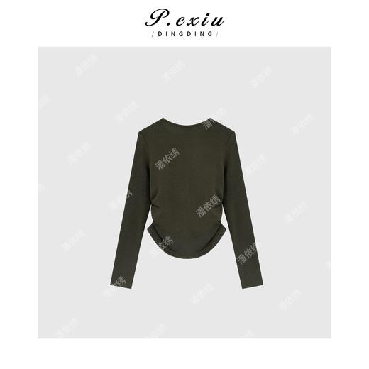 04-6潘依绣丁丁宠粉韩系休闲V领单排扣褶皱收腰长袖开衫 Q5694 商品图1