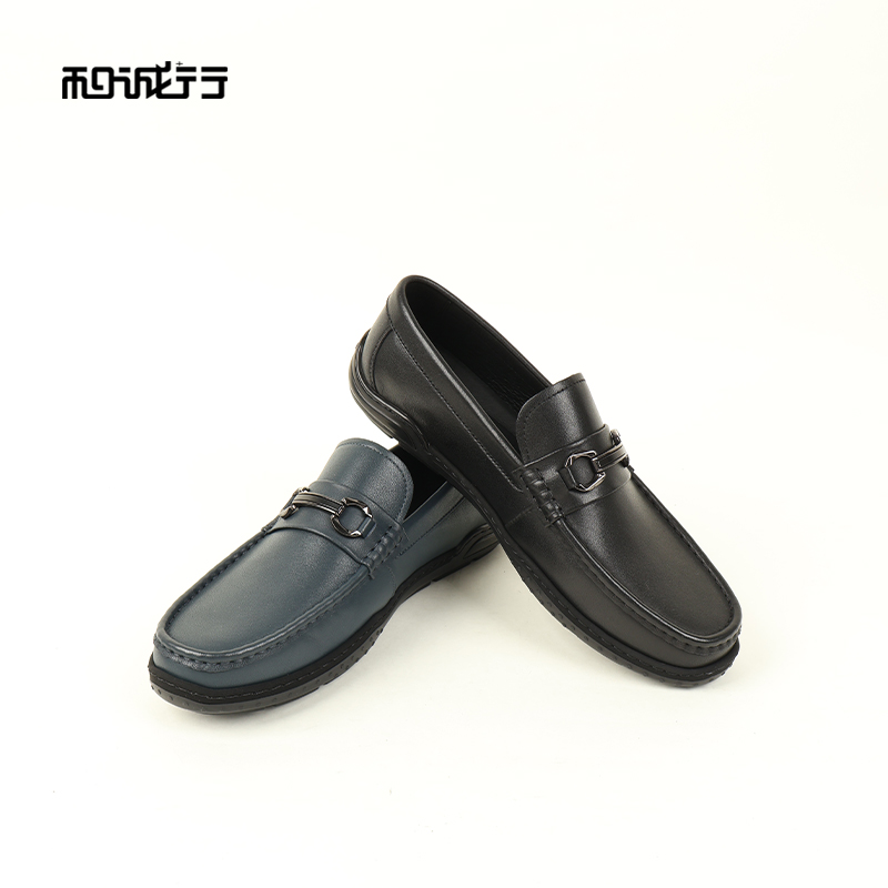 和诚行2026春季新款真皮商务休闲皮鞋平底圆头男式商务鞋0551276