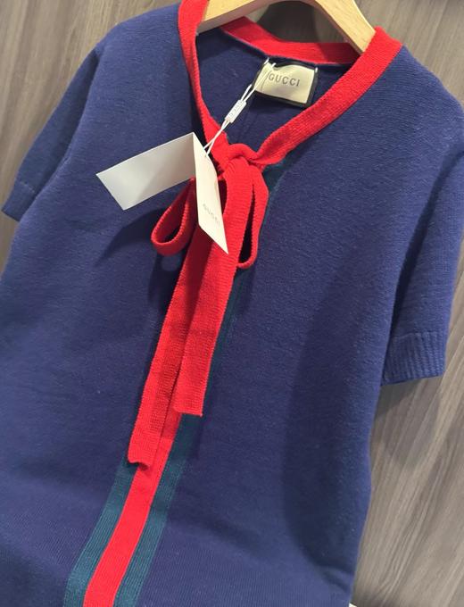 F022758春夏新款撞色蝴蝶结系带polo连衣裙 商品图12