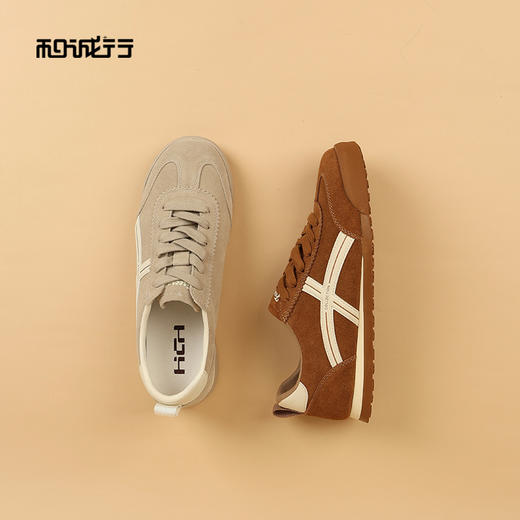 和诚行2026春季新款舒适百搭翻毛真皮复古德训男式休闲鞋0551273 商品图5