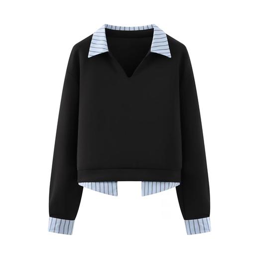 F022724套头翻领上衣直筒高腰半身裙两件套卫衣套装 商品图11