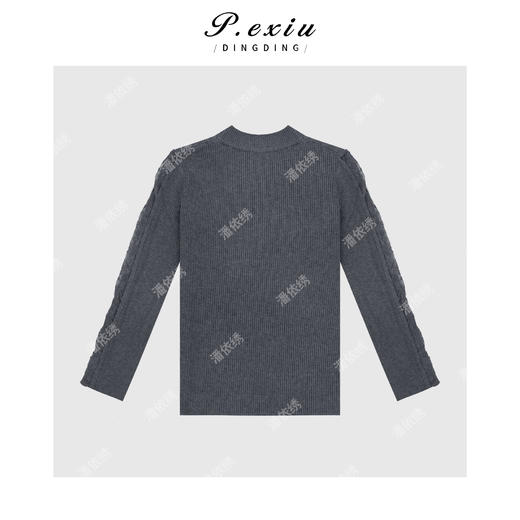 A008潘依绣丁丁宠粉设计款安迪绒袖子拼接蕾丝上衣 Q4569 商品图1