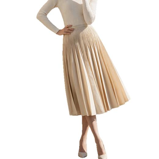 「自」全新升级【铂金会员183/天猫239/差价56】(12953)洛诗琳气质褶皱半身裙2026春夏新款大摆显瘦中长百褶裙女 商品图4