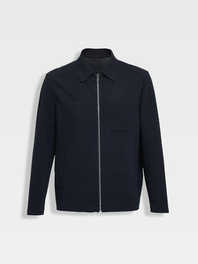 callisto藏青翻领针织开衫外套