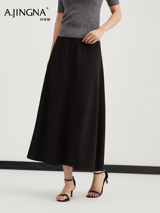 【Lu系高端】阿菁娜春季新款春秋新款Lu系高端面料半身裙桑蚕丝绵羊毛混纺微弹亲肤如第二层肌肤F31C213003 商品图4