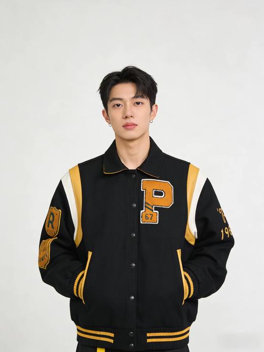 F022745复古拼色翻领秀款棒球服外套男女同款 商品图8