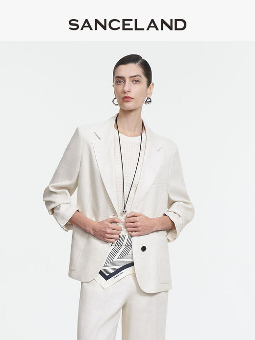三石一澜SANCELAND丝麻平驳领套西（西服SK15102084；裤子SK12103085） 商品图0